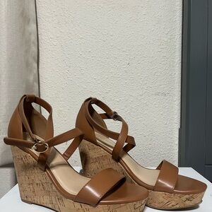 Tommy Hilfiger Brown Wedge Sandals with Cork Platform